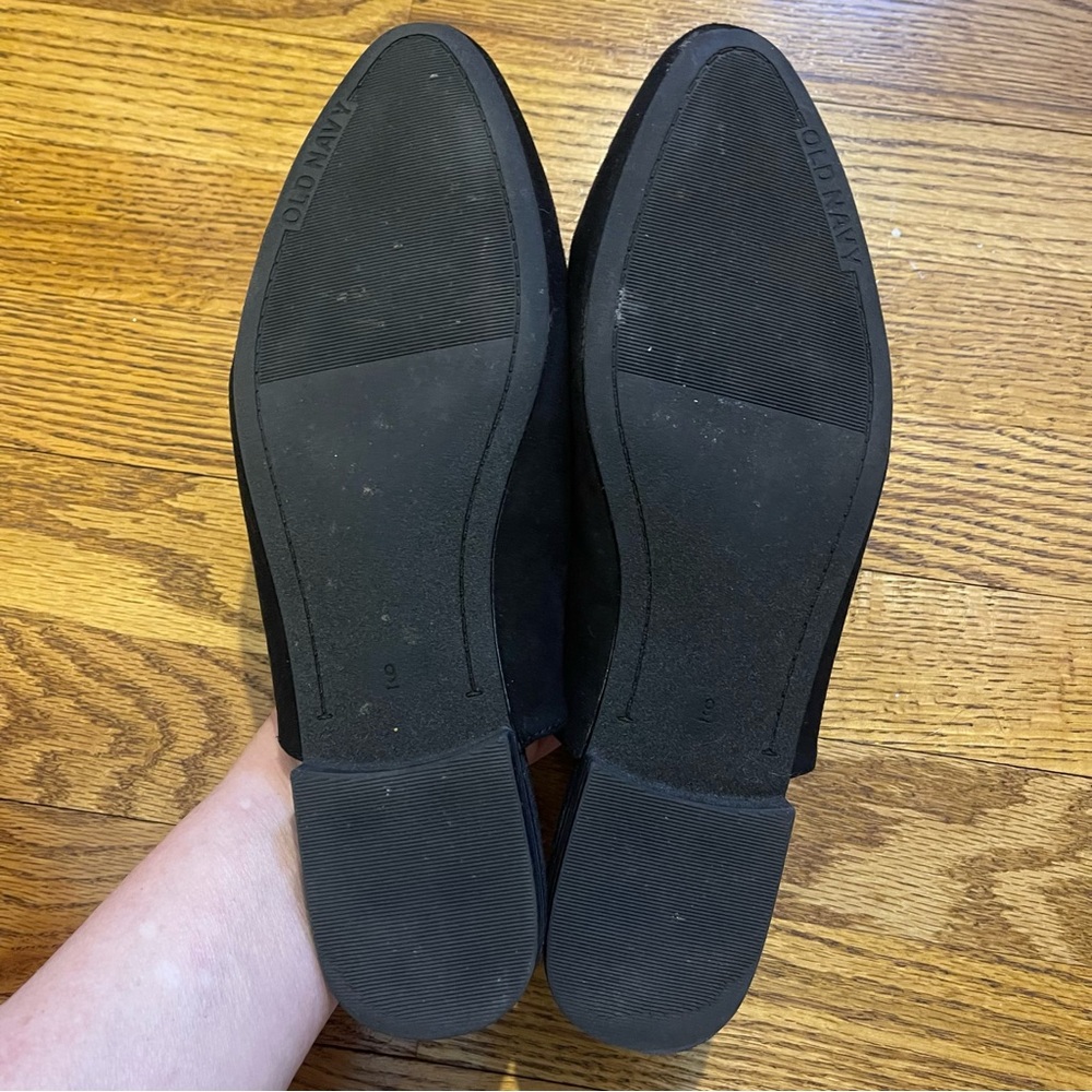 Black Round Toe Faux Suede Mule Slide Shoes - Picture 8 of 10